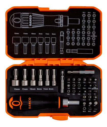 Juego de 36 puntas BAHCO de 1/4" "heavy duty" para adaptadores y tornillos 59/S36BCR