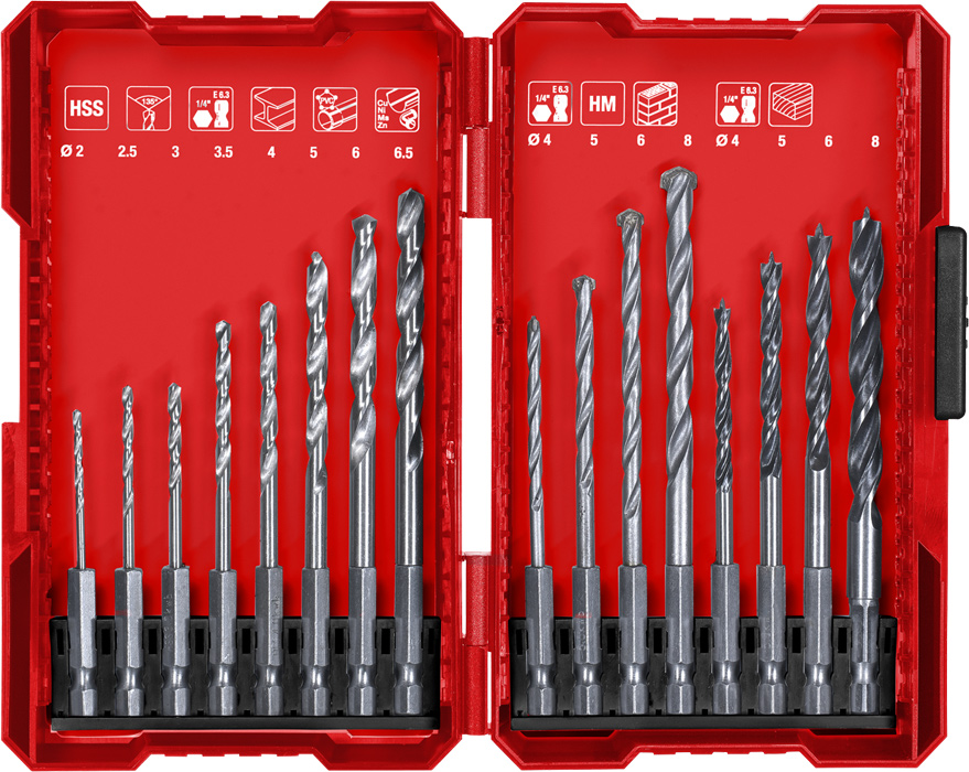 Set de mechas brocas combinada KWB 16 piezas