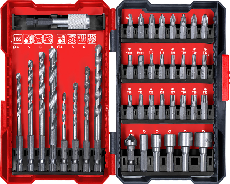 Juego universal de puntas y brocas KWB 39 piezas en caja