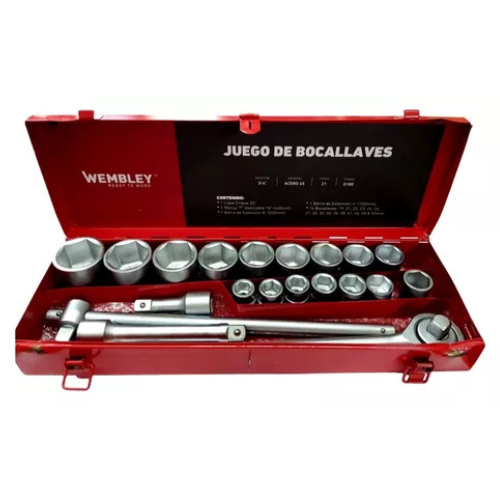 Juego de Bocallaves con accesorios WEMBLEY [3/4"] (21Pzs)
