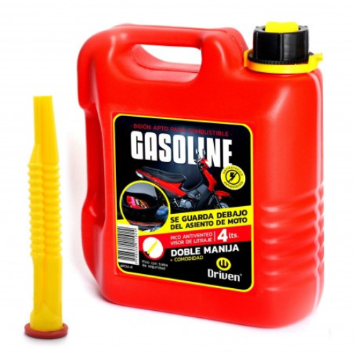 Bidón extra chato para combustible 4 litros rojo DRIVEN