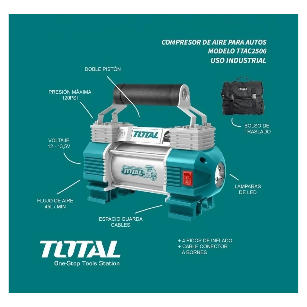 Mini Compresor 12v TOTAL TTAC2506