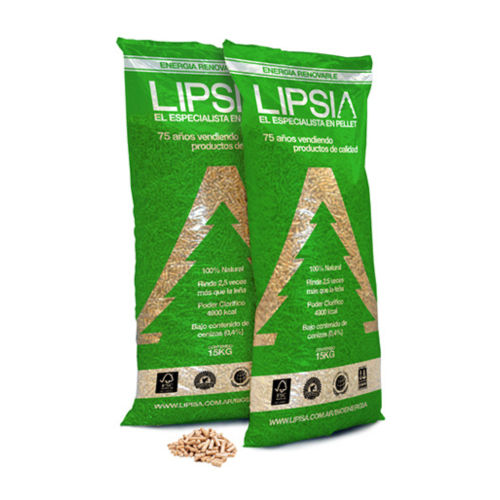 Pellet de Madera LIPSIA – Bolsa de 13 kg (Diámetro 6 mm)