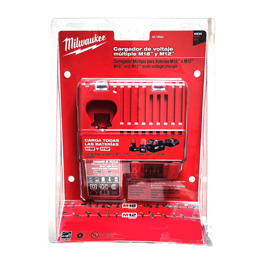 Cargador Doble Bateria MILWAUKEE M18 M12 4819-59a