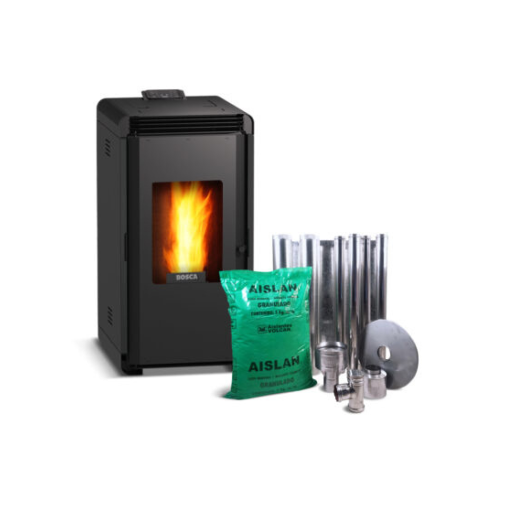Estufa a Pellet BOSCA Hera+ + Kit de Instalación Horizontal Exterior